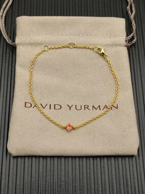 David Yurman Gold Solitaire and Red Diamond Bracelet